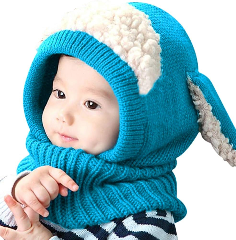 Baby Girls Boys Winter Hat Scarf Earflap Hoodie Scarves Skull Caps
