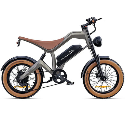 Retro Fat Tire Electric Bike – 750W Motor, Long Range Battery, Full Suspension E-Bike for Adults