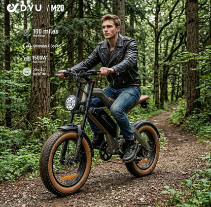 Retro Fat Tire Electric Bike – 750W Motor, Long Range Battery, Full Suspension E-Bike for Adults