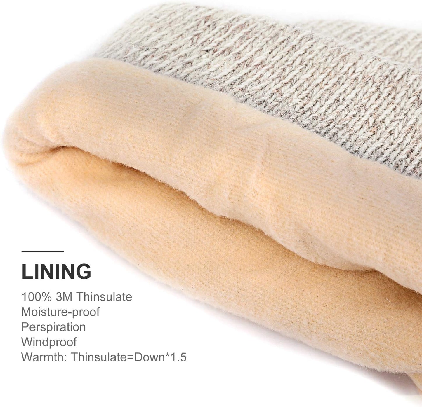 Thinsulate Thermal Lining -5℉ Winter Hat Wool Acrylic Knit Caps