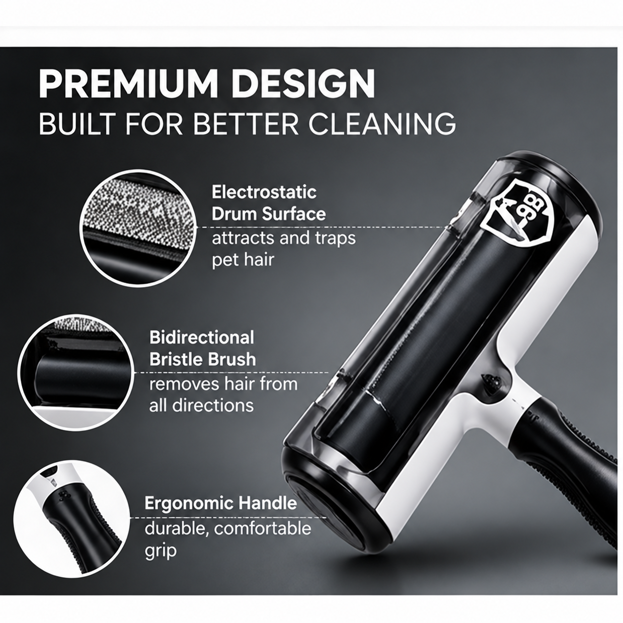 A98 roller design illustration showing brush surface and handle